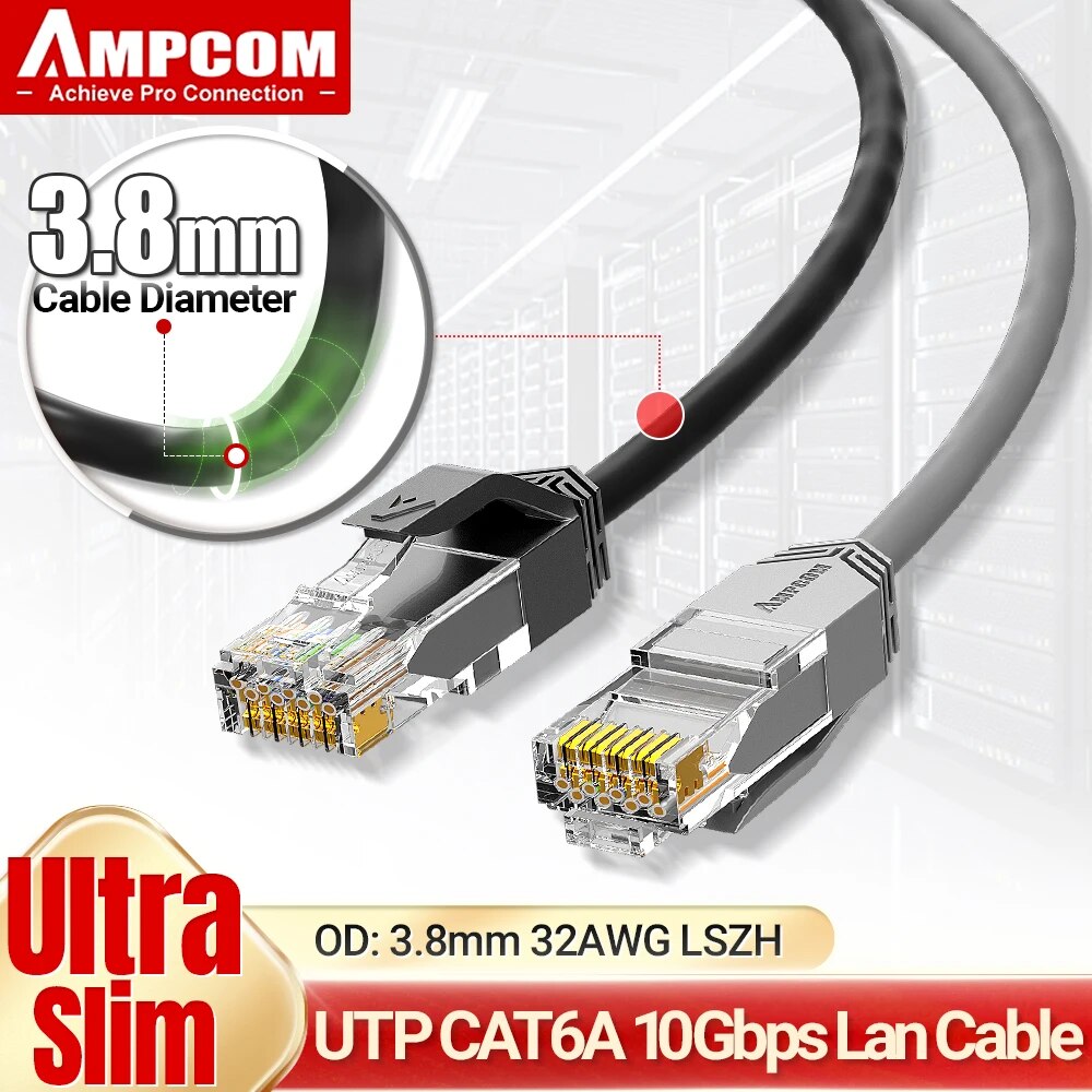 Rj45 Jack - AMPCOM ультра тонкий Cat6a сетевой кабель,