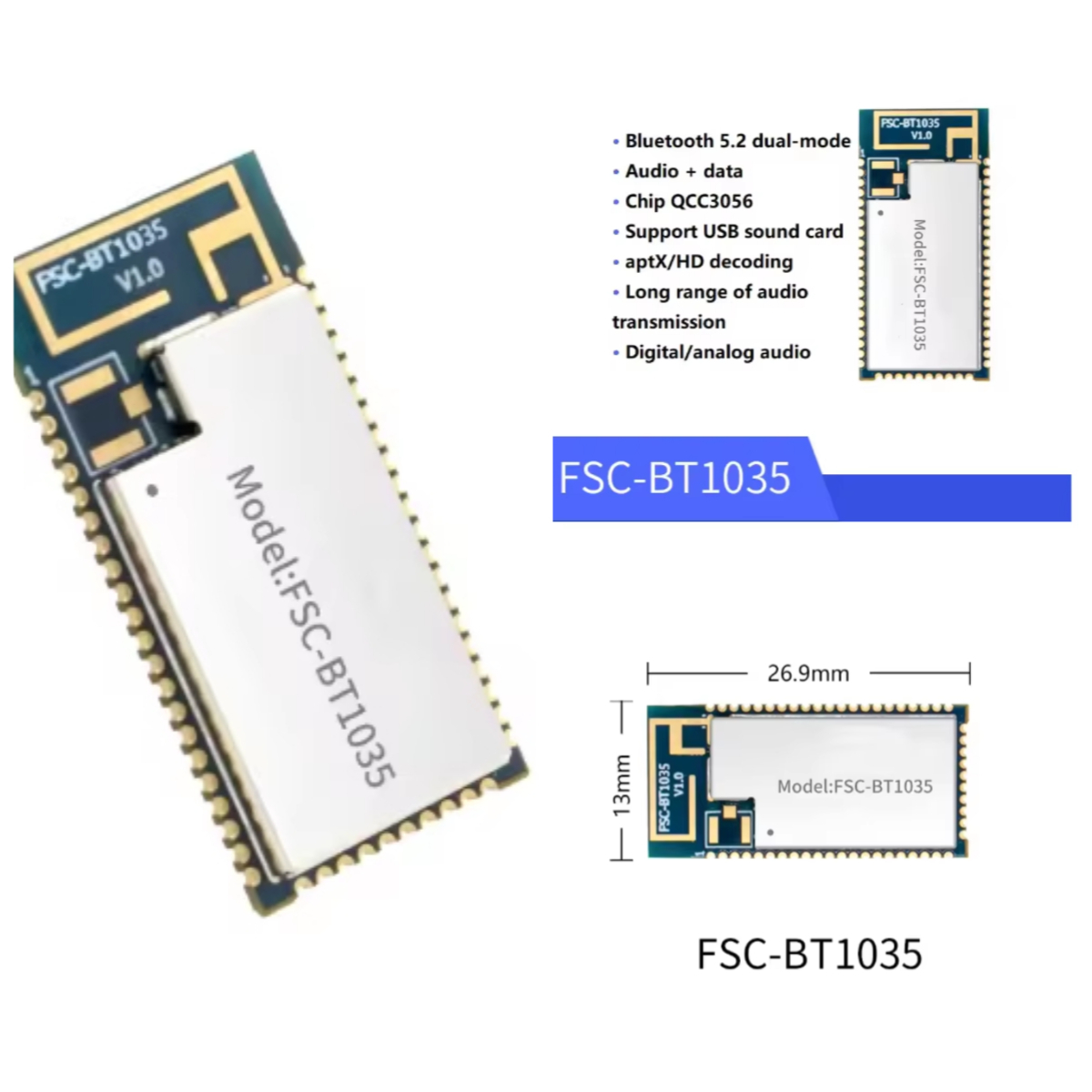 Usb Sound Card - Модуль FSC-BT1035 с чипом QCC3056, аудиомодуль